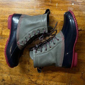 Duck / Muck Winter Boots Harlequin 9 grey pink navy plaid - Like new unworn!